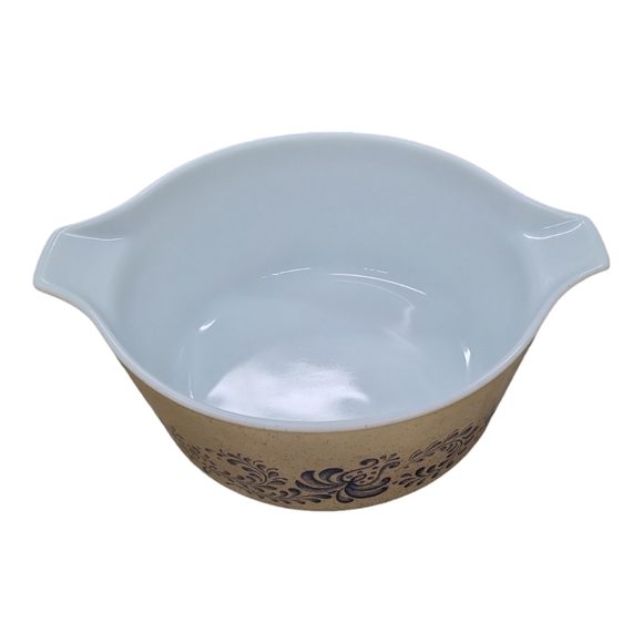 Vintage Pyrex Homestead Speckled Beige Blue Casserole Model # 475-B 2.5 L Dish - Picture 3 of 10